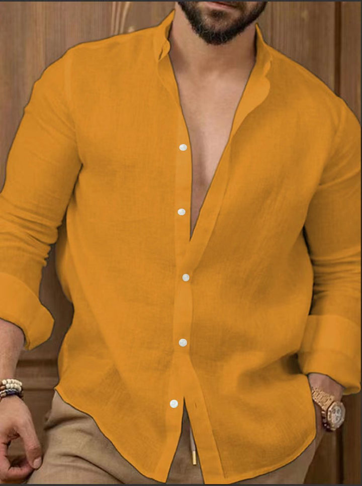 Herren Klassisches Leinenhemd mit modernem Schnitt und praktischer Knopfleiste Aliams