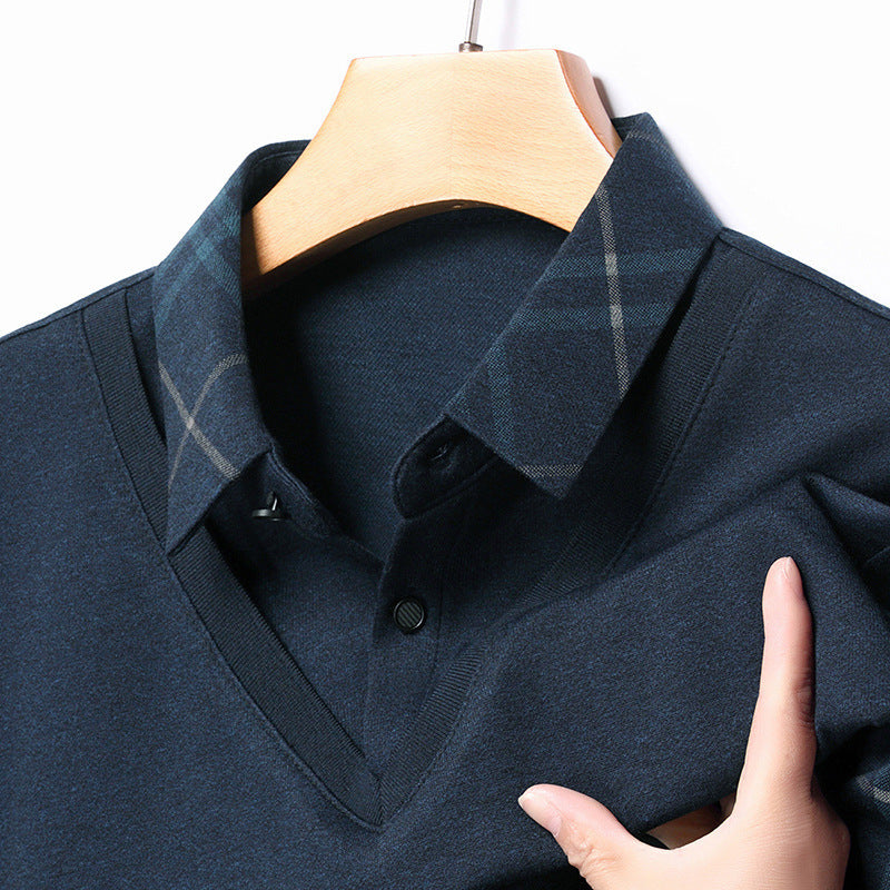 Herren eleganter V-Ausschnitt Pullover mit strukturiertem Kragen und modernem Design Aliams