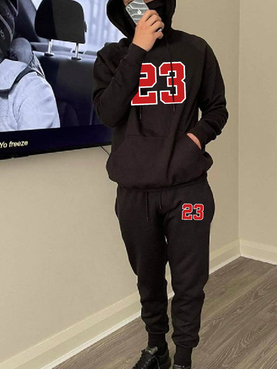 Herren Hoodie- und Jogginghose-Set mit auffälligem Druck und sportlicher Passform Aliams