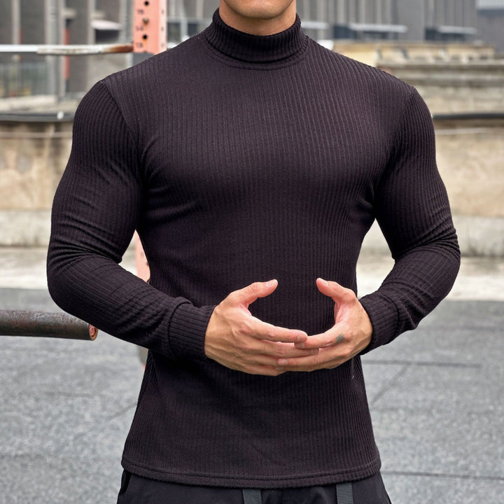 Herren elegantes Langarmshirt mit modischer Rippstruktur Aliams