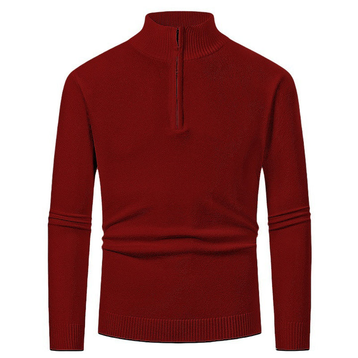 Herren eleganter Rollkragenpullover mit durchgehendem Reißverschluss Aliams