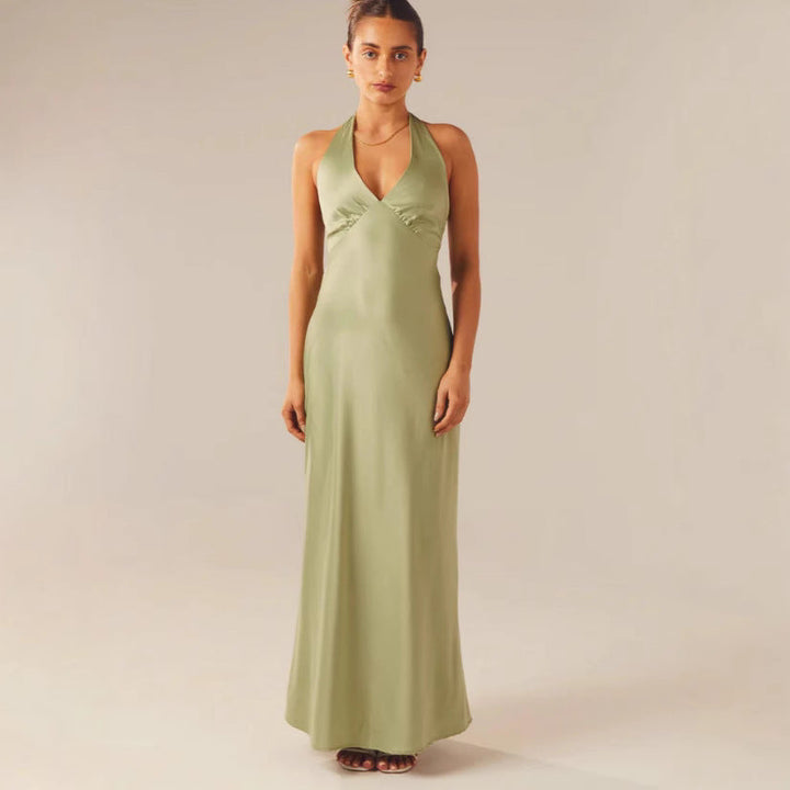 Damen Maxikleid mit Elegantem Halterneck-Design und Figurformendem Schnitt Aliams
