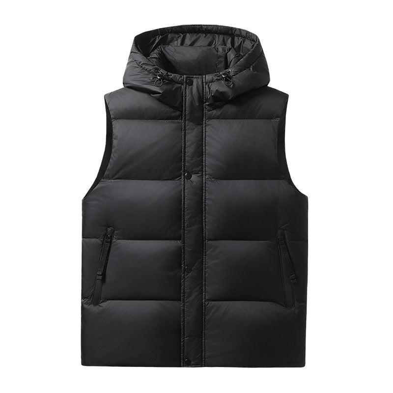 Herren gesteppte Weste mit abnehmbarer Kapuze und tiefen Taschen Aliams