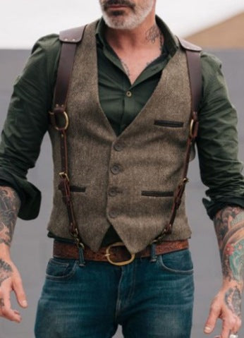 Herren stilvolle Weste aus hochwertigem Kunstleder Aliams