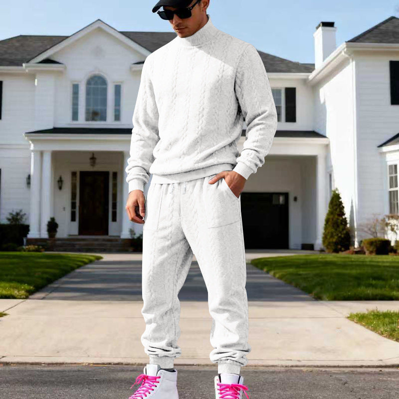 Herren Grobstrick Freizeitanzug mit hohem Kragen Aliams