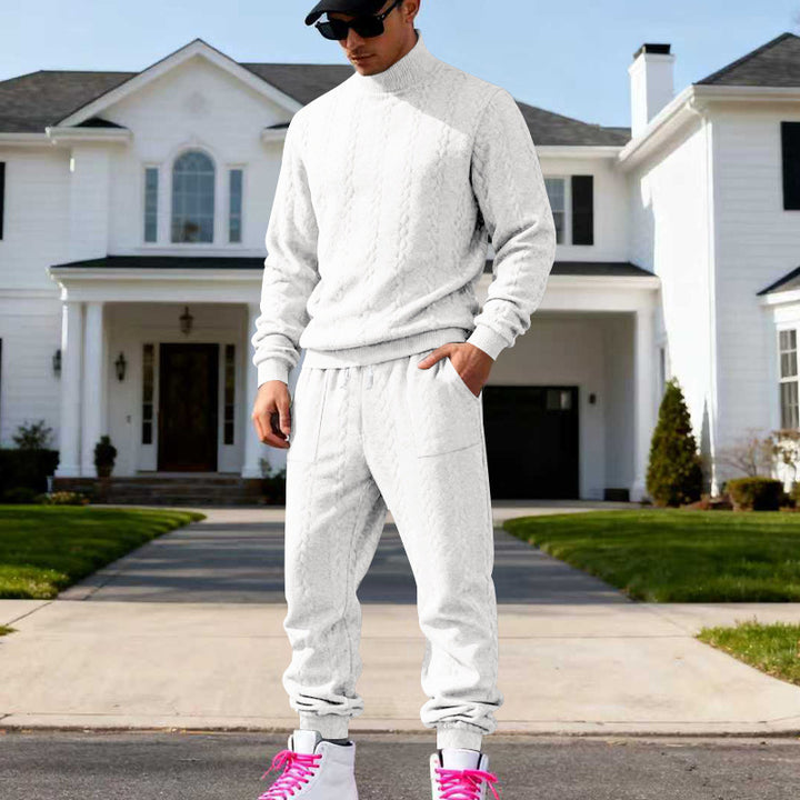 Herren Grobstrick Freizeitanzug mit hohem Kragen Aliams