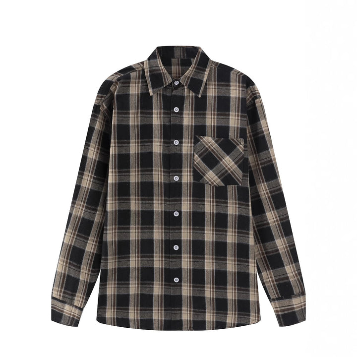 Herren kariertes Hemd mit Brusttasche und lockerem Schnitt Aliams