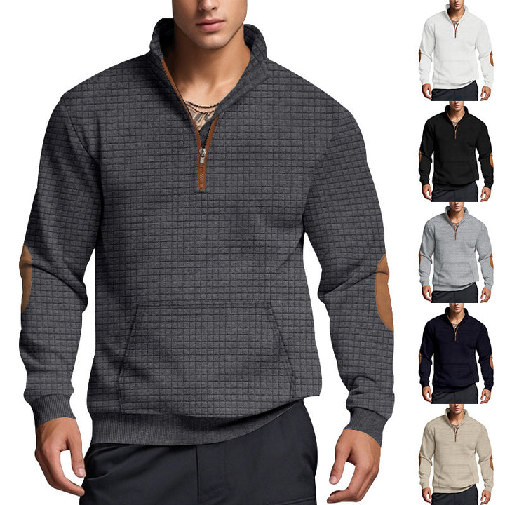 Herren sportlicher Hoodie mit halbem Reißverschluss und strukturiertem Design Aliams