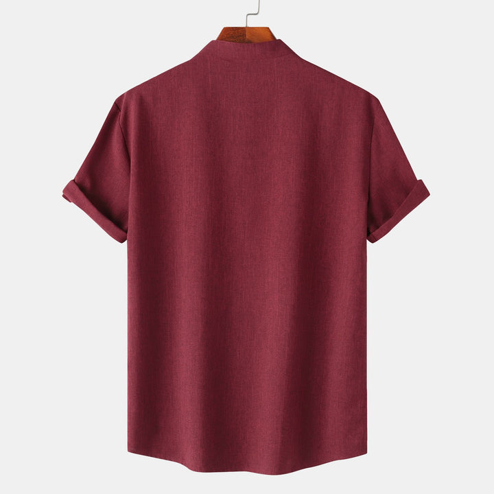 Herren Kurzarm-Hemd mit innovativem Henley-Kragen und lässigem Design Aliams