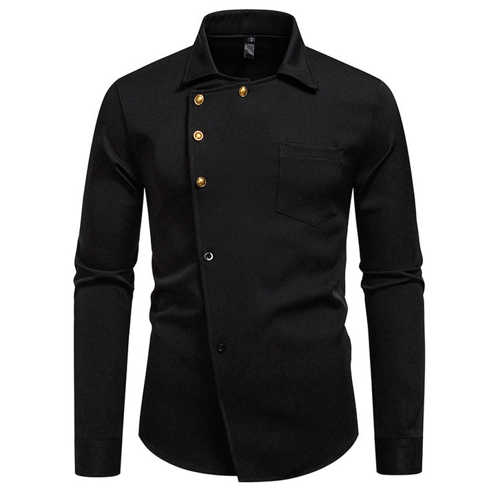 Herren elegantes Hemd mit asymmetrischem Knopfdesign Aliams