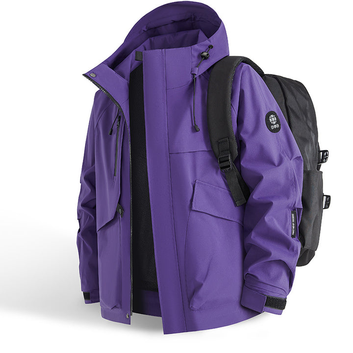 Herren technische Allwetterjacke mit praktischen Taschen und verstellbarem Kragen Aliams