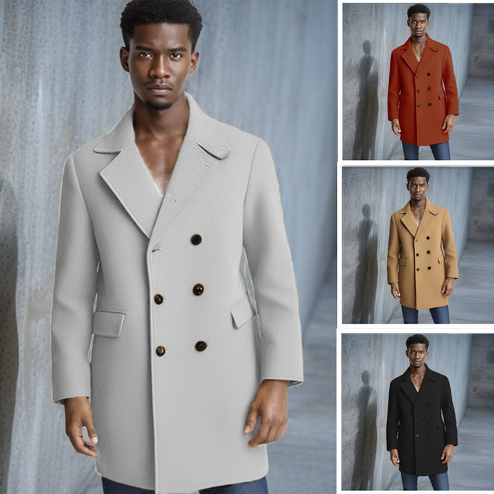 Herren eleganter Doppelreiher-Mantel mit modernem Schnitt und praktischen Taschen Aliams