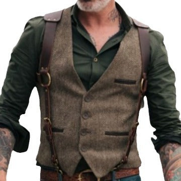 Herren stilvolle Weste aus hochwertigem Kunstleder Aliams