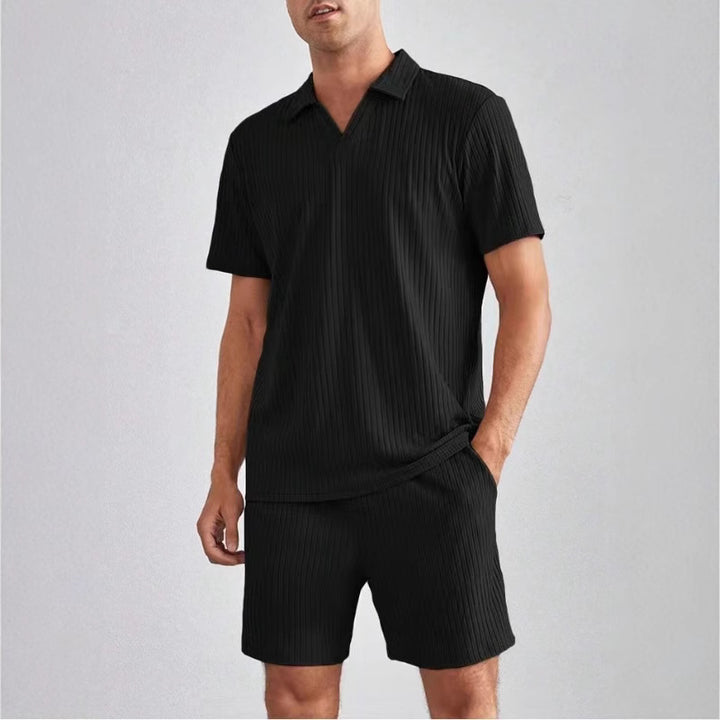 Herren Freizeit-Set mit strukturiertem Oberteil und Shorts Aliams