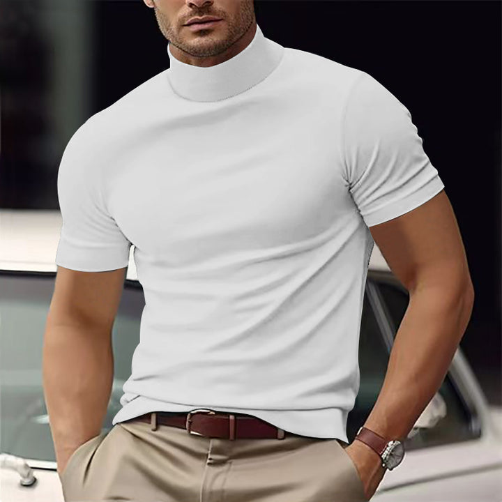 Herren modisches Kurzarm-Turtleneck-Shirt aus atmungsaktivem Material Aliams