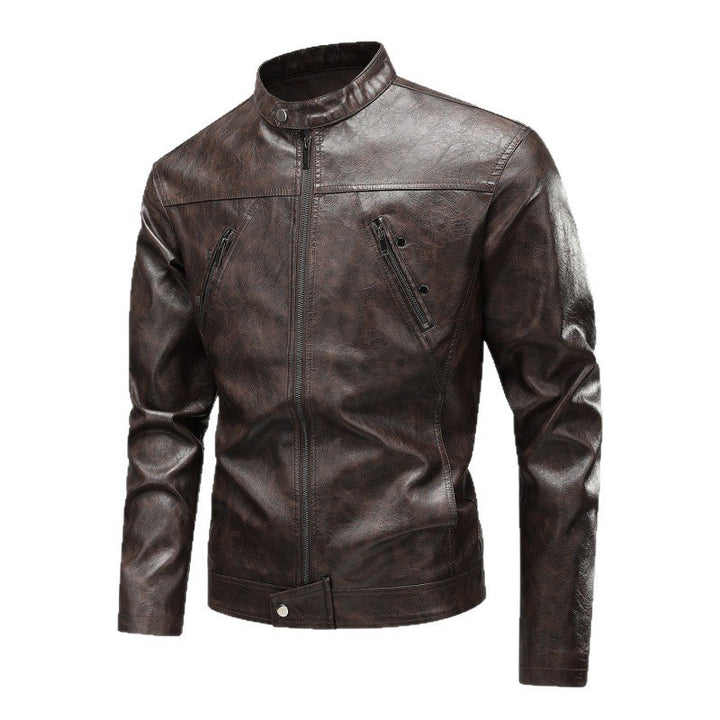 Herren Kunstlederjacke im modernen Biker-Stil mit stilvollen Reißverschlusstaschen Aliams