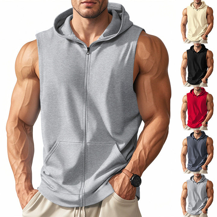Herren ärmelloses Fitness-Hoodie mit Reißverschluss Aliams