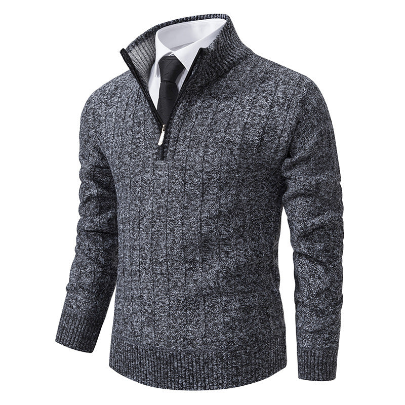 Herren Strickpullover mit hohem Kragen und Reißverschluss Aliams