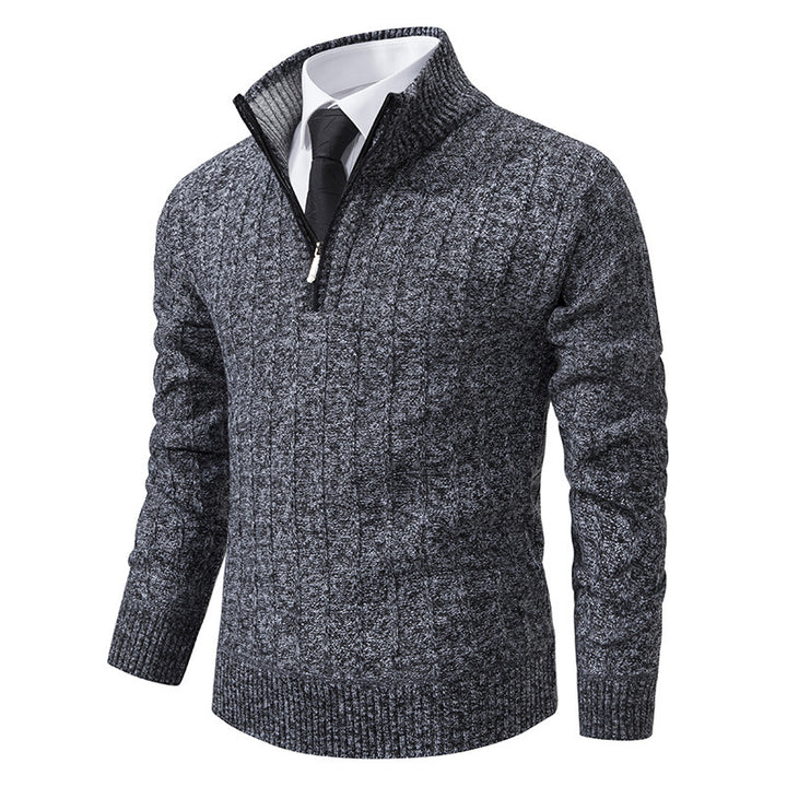 Herren Strickpullover mit hohem Kragen und Reißverschluss Aliams