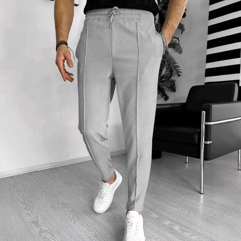 Herren Sportliche Chino-Hose mit verstellbarem Bund und feinem Strukturmuster Aliams