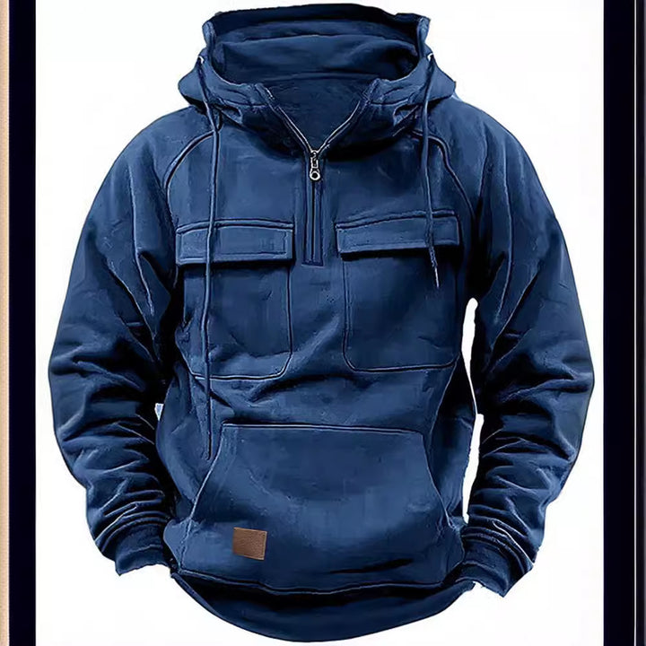 Herren Fleece Hoodie mit praktischem Reißverschluss und großen Taschen Aliams