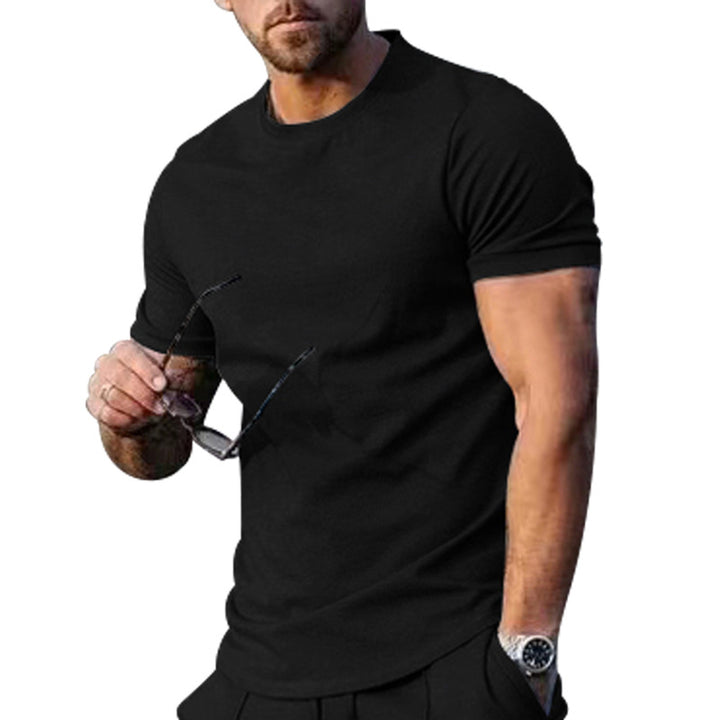 Herren Basic Rundhals-T-Shirt aus atmungsaktiver Baumwolle Aliams