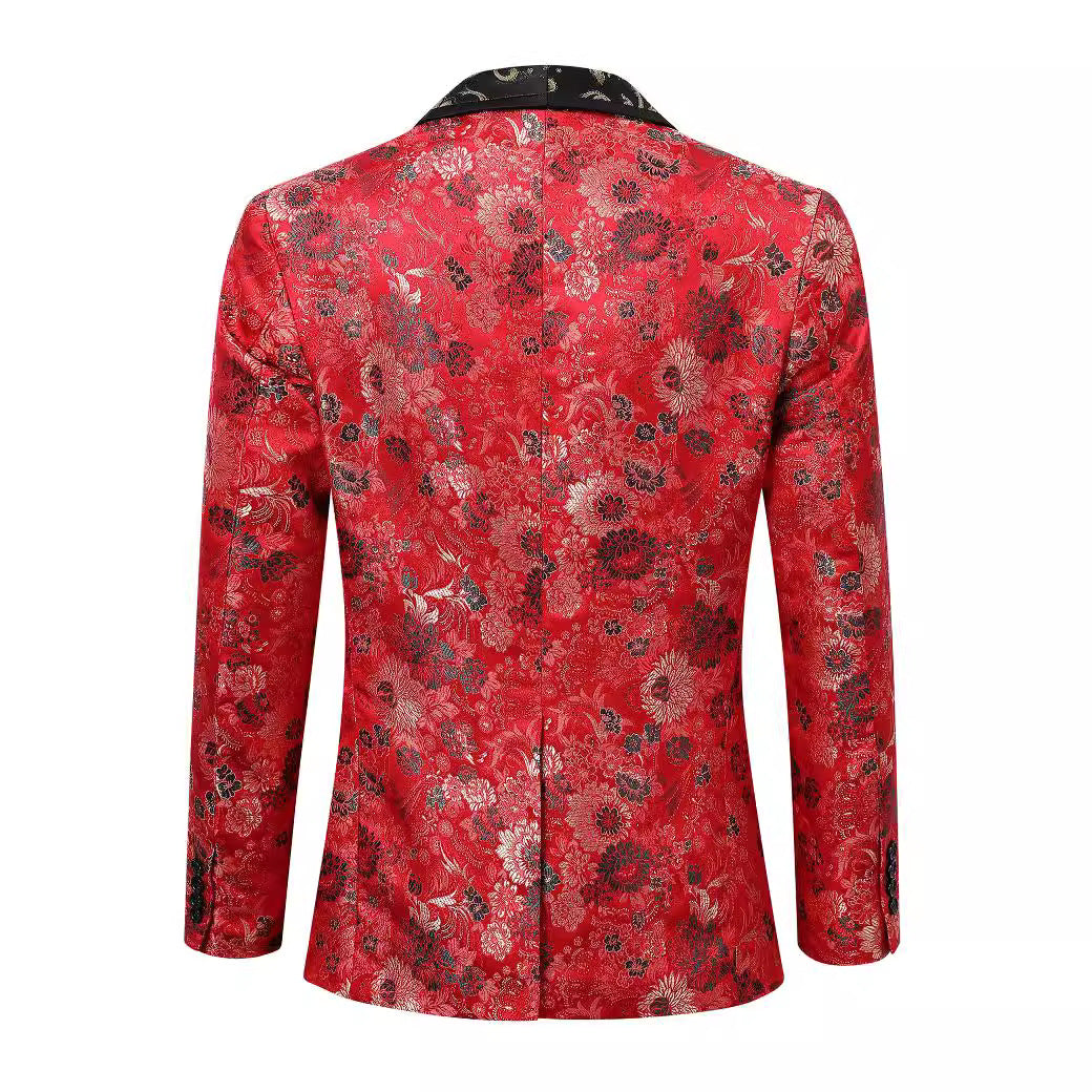 Herren Blumenmuster Smokingjacke Aliams