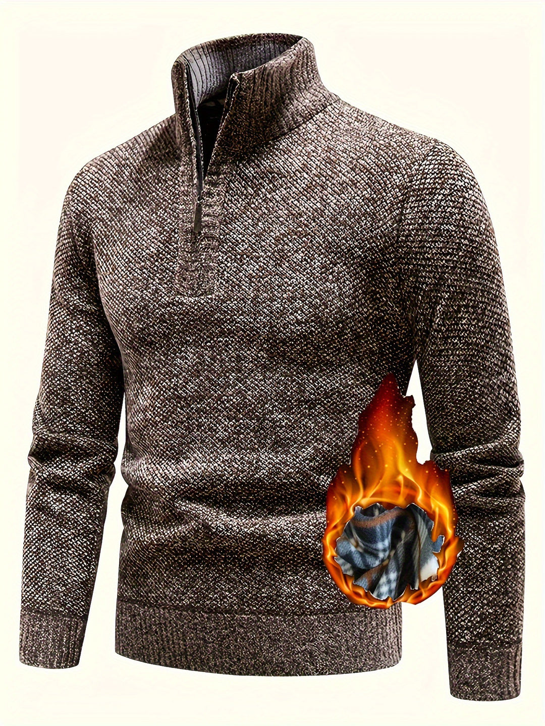 Herren Fleece-Pullover mit hohem Kragen und strukturierter Oberfläche Aliams