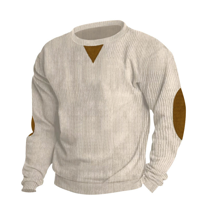 Herren Strickpullover mit strukturiertem Design und Lederapplikationen Aliams