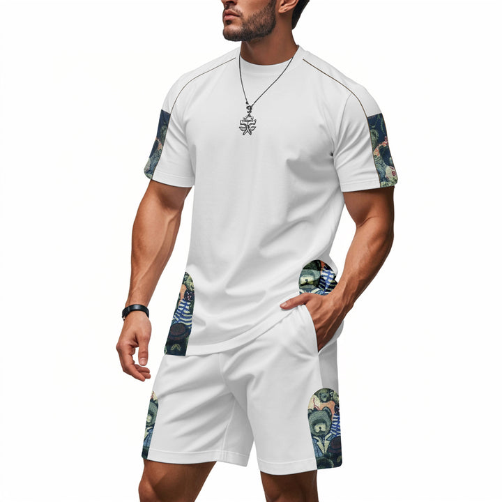 Herren Freizeit-Set mit bedrucktem Shirt und Shorts Aliams