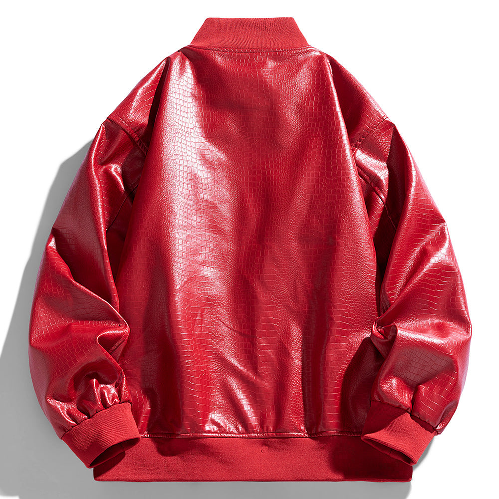 Herren Kunstlederjacke im modernen Design mit praktischen Taschen Aliams