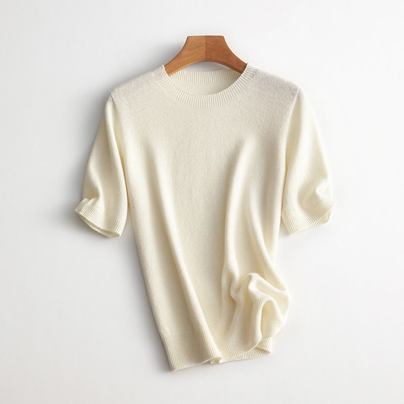 Damen Kurzarm Cashmere-Mix Pullover Aliams