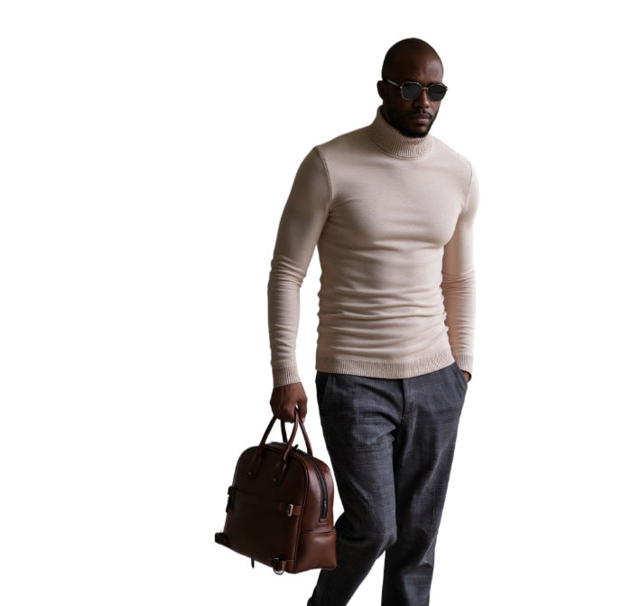 Herren rollkragen pullover mit feiner Struktur Aliams