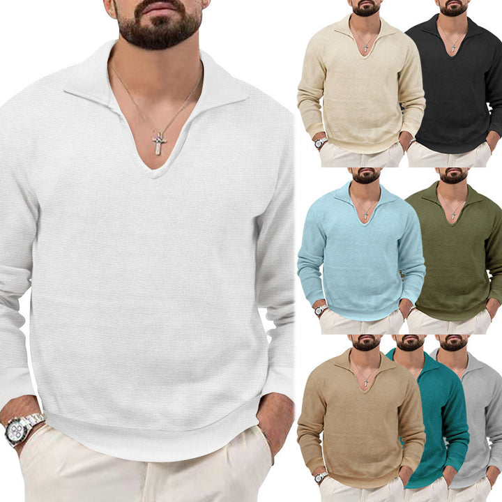 Herren eleganter Pullover mit V-Ausschnitt und strukturiertem Design Aliams