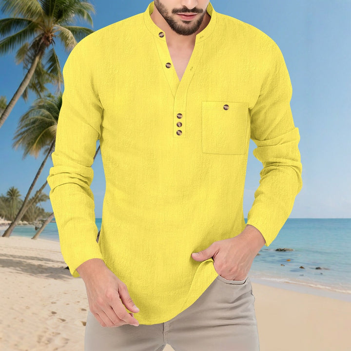 Herren Hemd im lässigen Stil mit modischem Stehkragen und eleganten Knöpfen Aliams