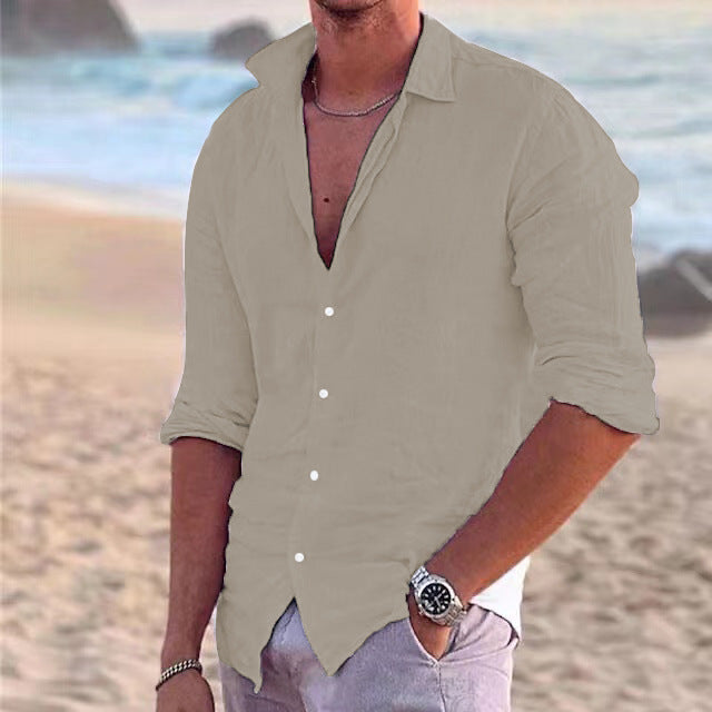 Herren Sommerliche Leinenhemd Aliams