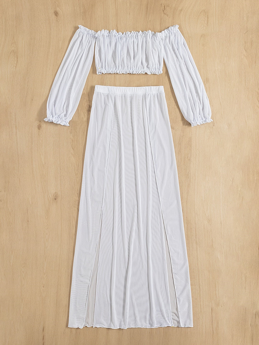 Damen Elegantes Strandkleid mit schulterfreiem Design und tiefen Seitenschlitzen Aliams