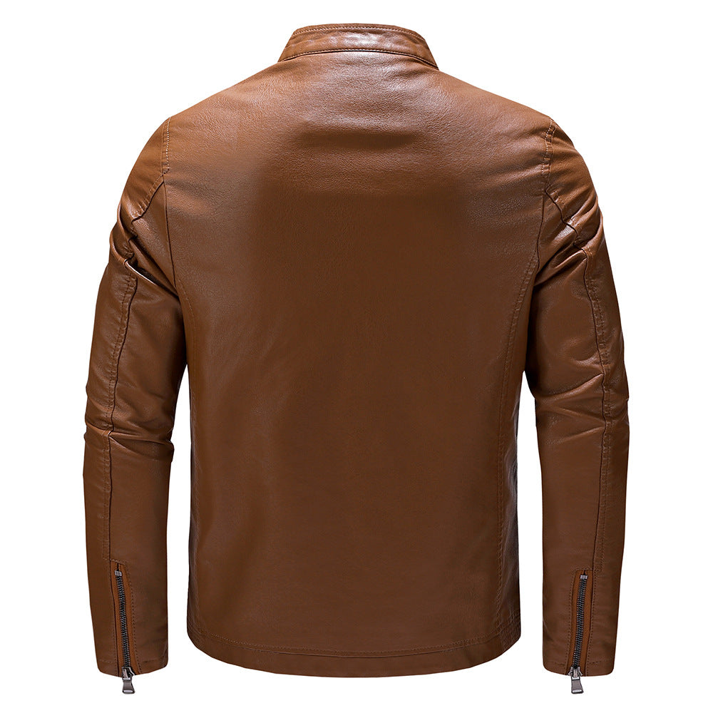 Herren Kunstlederjacke im modernen Casual-Stil mit praktischen Taschen Aliams