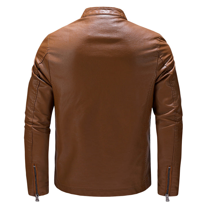 Herren Kunstlederjacke im modernen Casual-Stil mit praktischen Taschen Aliams