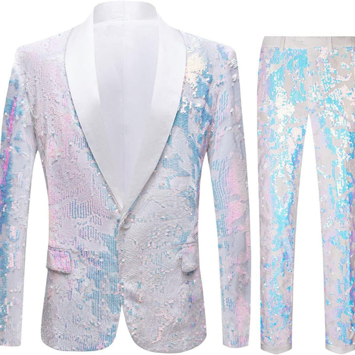 Herren elegantes Samtanzug mit glänzendem Paillettenmuster Aliams