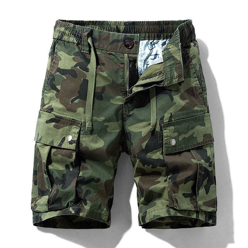 Herren Cargoshorts im lässigen Camouflage-Design mit elastischem Bund und praktischen Taschen Aliams