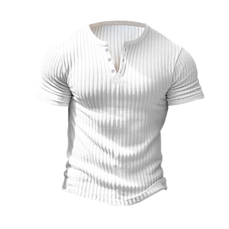 Herren Kurzarm Henley-T-Shirt mit strukturiertem Rippdesign Aliams