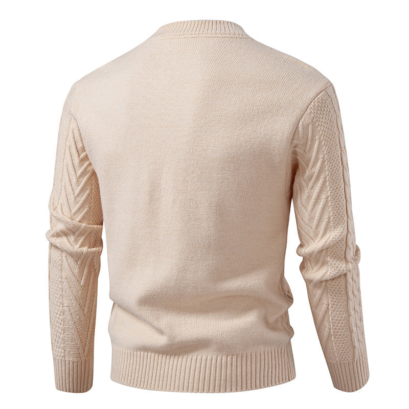 Herren Grobstrickpullover mit Zopfmuster und Rundhalsausschnitt Aliams