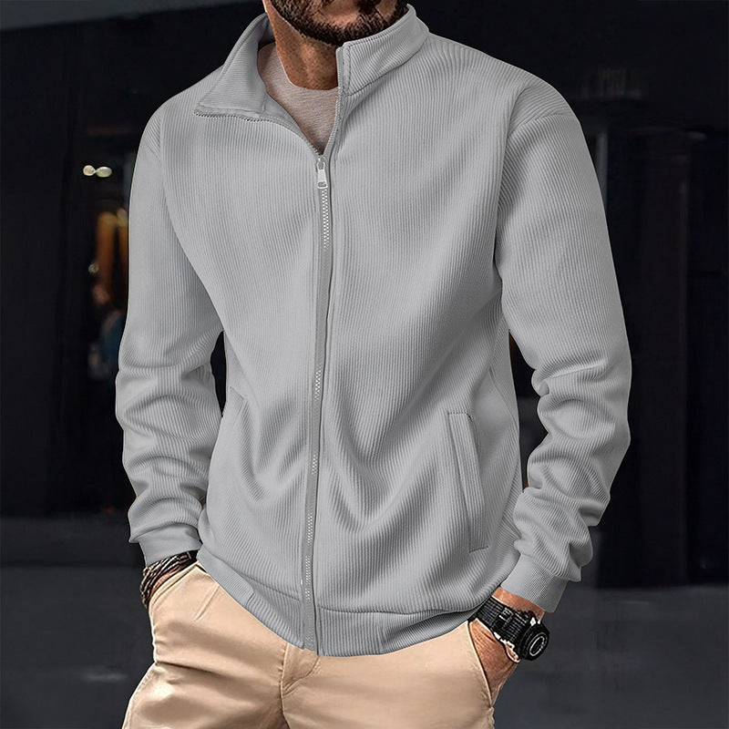 Herren Stylische Jacke mit Reißverschluss und hohem Kragen Aliams