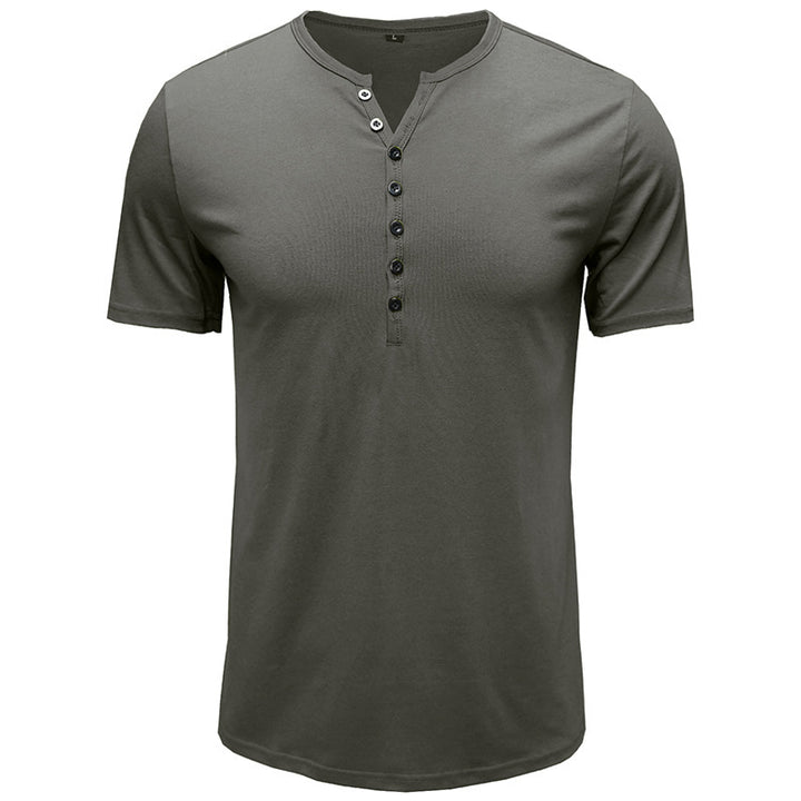 Herren Kurzarm-Henley-Shirt mit eleganter Knopfleiste Aliams