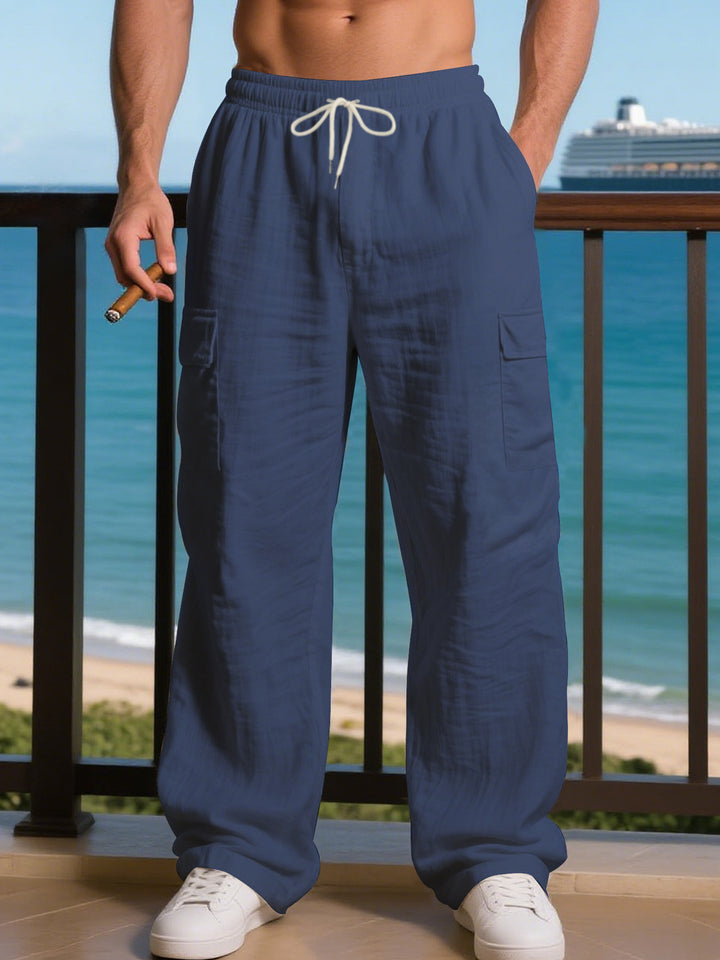 Herren entspannte Cargo-Hose mit elastischem Bund und praktischen Seitentaschen Aliams