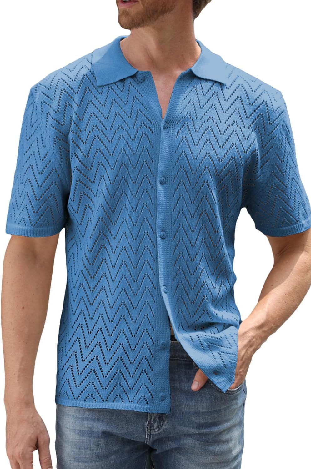 Herren Kurzarm Strickshirt Aliams