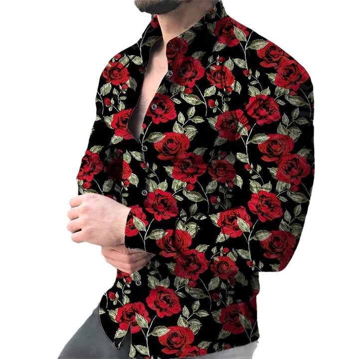 Herren Hemd mit floralen Rosenmotiven Aliams