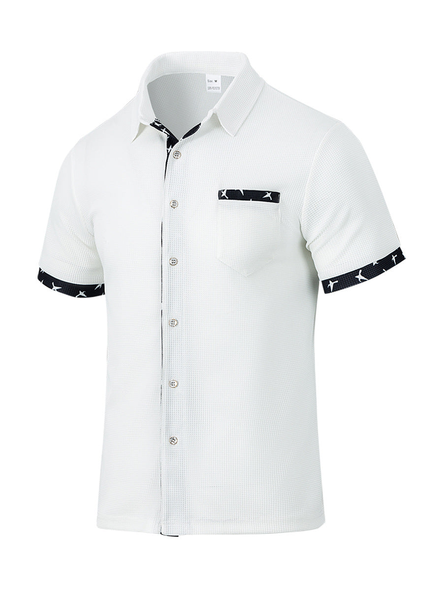 Herren Kurzarm-Hemd mit strukturiertem Gewebe und modischen Akzenten Aliams