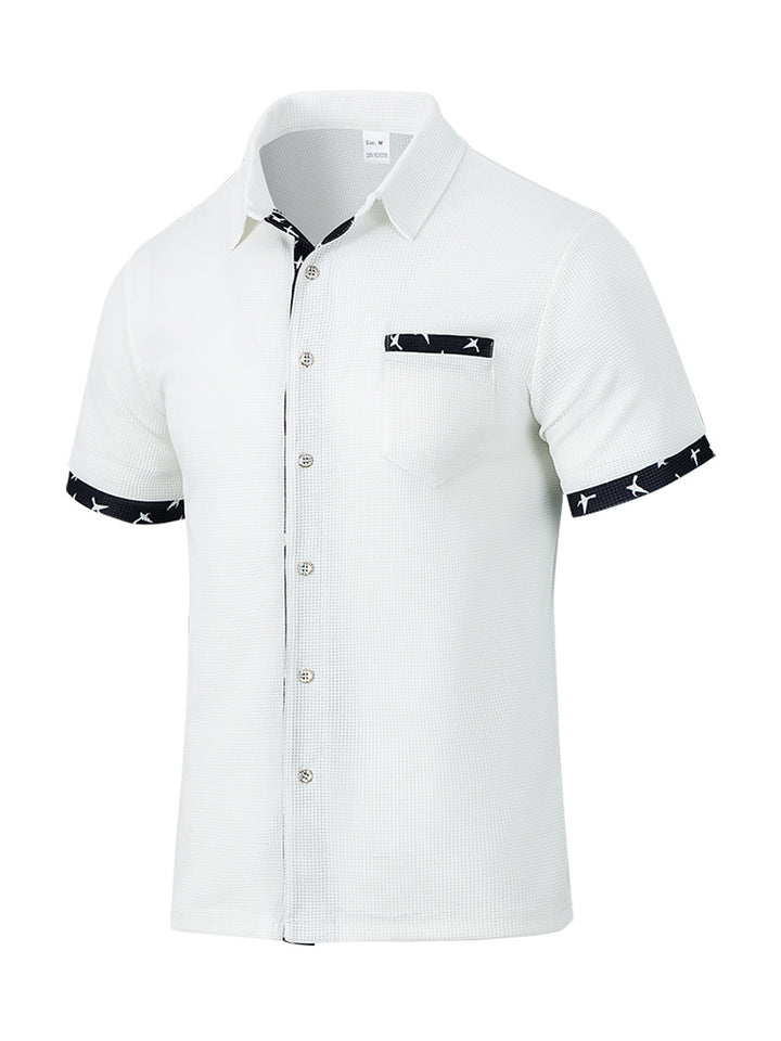 Herren Kurzarm-Hemd mit strukturiertem Gewebe und modischen Akzenten Aliams